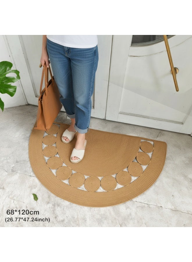 رَاحَة الرُّكْن سجادة باب نصف دائرية للداخل والخارج، منسوجة يدوياً من الكتان والقطن، غير قابلة للانزلاق، قابلة للغسل في الغسالة، سريعة الجفاف، لدخول المطبخ والحمام والشرفة، 80/90/120 سم - Image 5